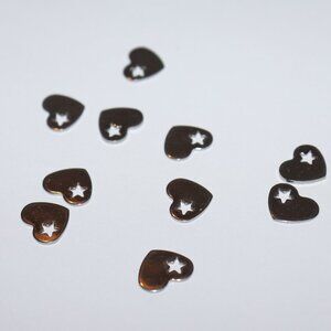 💖⭐ Lot of 10 Heart + Star Stainless Steel Charms (.5") ⭐💖